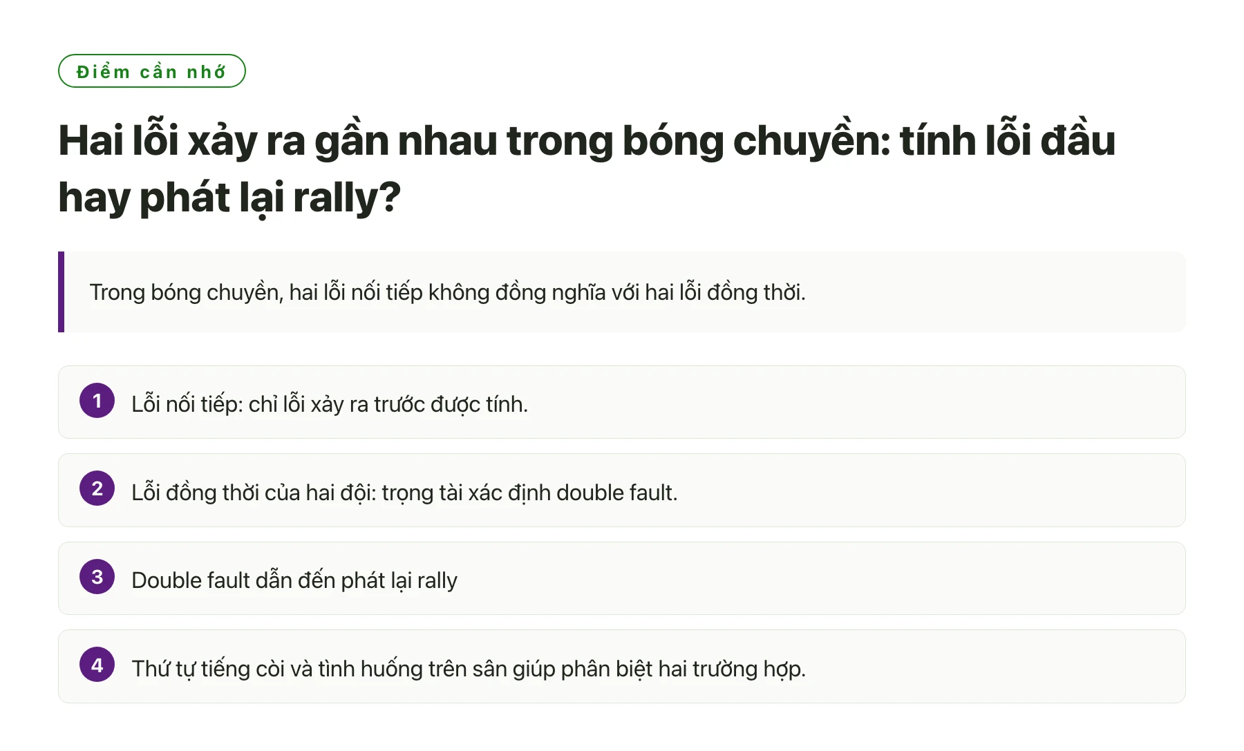 Hai lỗi xảy ra gần nhau trong bóng chuyền: tính lỗi đầu hay phát lại rally?——全文要点速览